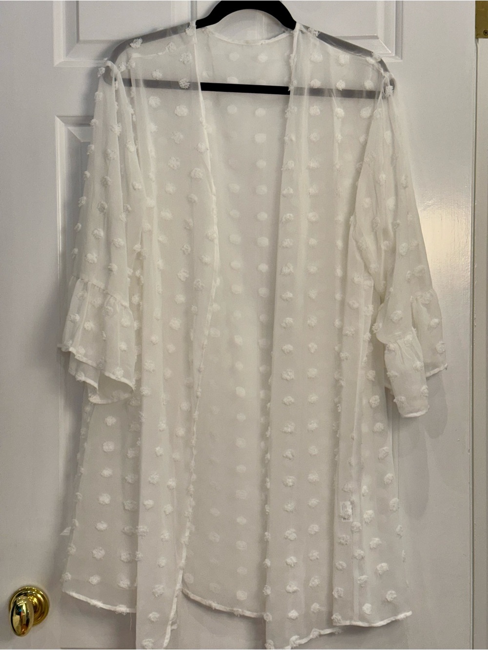 White Swiss Dot Semi Sheer Cover Up Size XL New w/o Tags Versatile Lightweight